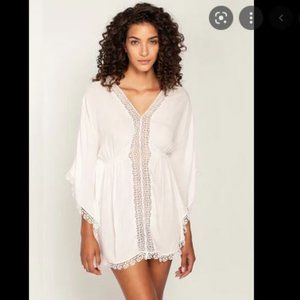 NWT Peixoto Tara White Sheer Lace Kaftan Coverup Sz XS